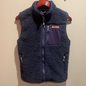 Vineyard Vines Martha’s Vineyard Sherpa Fleece Navy Blue Vest, Size XS